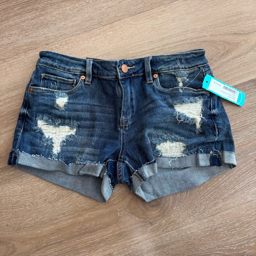 Blank NYC Ripped Indigo Jean Shorts